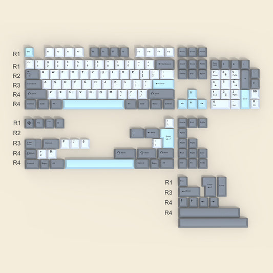 Minimalist Gray Cherry Profile Dye-Sub Keycap Set